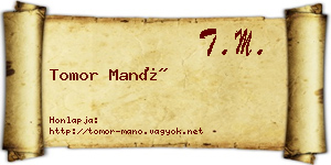 Tomor Manó névjegykártya